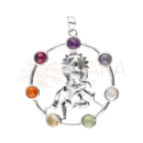 Silberner ganesha körperanhänger mit sieben chakra mineralien farbigen steinen im mana shop design