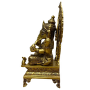 Goldene ganesha statue aus massivem messing 43 cm hoch mit feinen gravuren und dekorativem halo