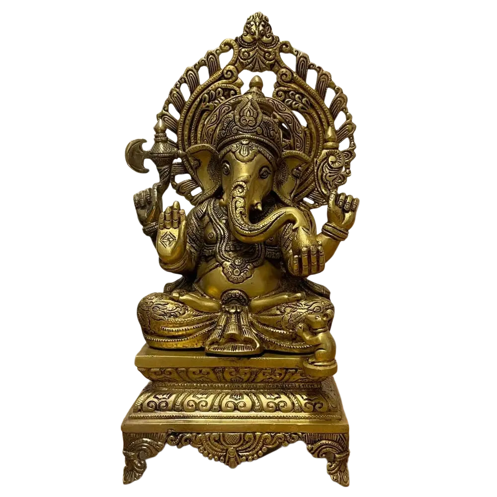 Ganesha-Statue aus massivem Messing, 43 cm hoch, kraftvolle spirituelle Dekoration für Zuhause oder Tempel