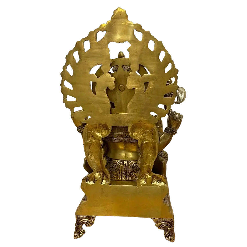 Massive Ganesha Statue aus Messing, 43 cm hoch, dekorative Hindu-Statue für Zuhause, detailreiche Götterfigur.