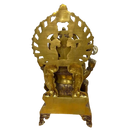 Goldene ganesha statue aus massivem messing 43 cm hoch mit elefantenbasis und detaillierter krone