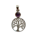 Schmuck Anhänger Baum des Lebens mit Amethyst-Steinen, filigranes Design, GangaPrem Marke, eleganter Kristallschmuck