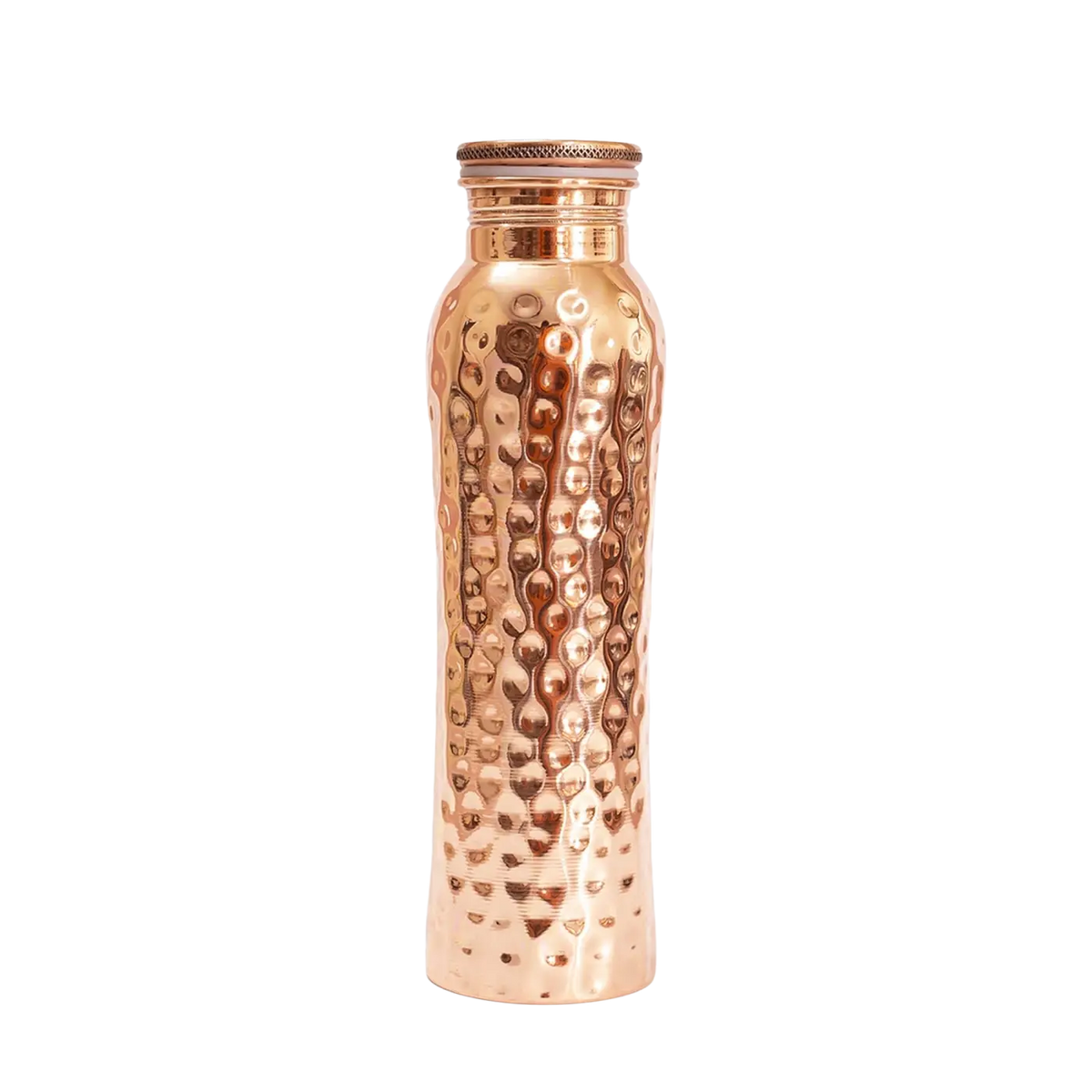 Gehämmerte Kupfer-Trinkflasche 900 ml von Mana Shop, handgefertigt mit gebogener Curve-Form aus glänzendem Kupfer