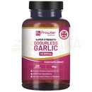 Eine flasche prowise healthcare geruchlose knoblauchkapseln allium sativum 45000 mg softgels in dunklem bernsteinfarbenem glas