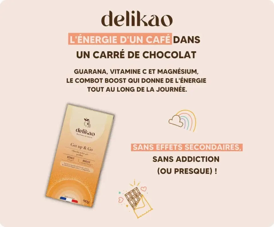Energie-Schokolade von Delikao mit Guarana, Acerola und Magnesium, ideal für mehr Vitalität und Energie, Süßigkeiten & Snacks