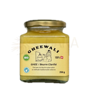 A 250g glasgefäß mit gheewali alpen-ghee ayurveda ghee schweizer traditionell geklärt mit goldenem deckel und gelbem etikett