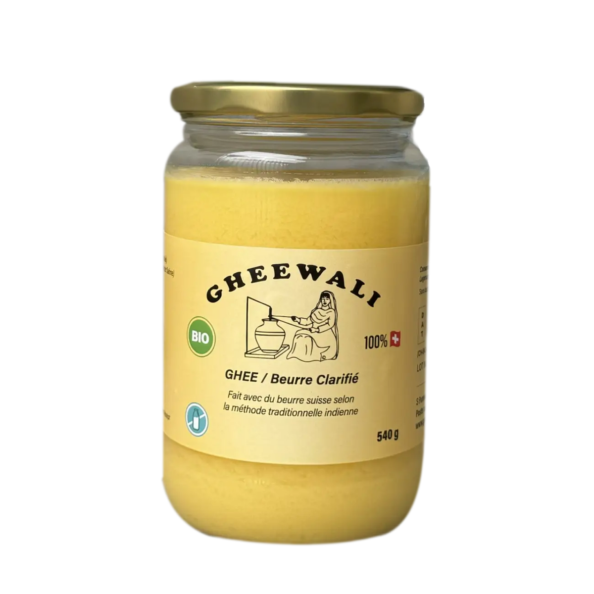 Gheewali Alpen-Ghee in Glas, traditionell geklärt nach indischer Methode aus Schweizer Weidemilch, Lebensmittel, hochwertige Qualität