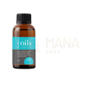 Ein 10ml amberglasflasche glanza eucalyptus premium ätherische öle mit schwarzem gewindedeckel und türkisfarbenem etikett mana shop