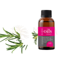 Eine 10ml amberglasflasche glamza premium ätherische öle rosmarinessentialöl mit schwarzem schraubverschluss und pinkem etikett im mana shop