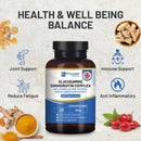 Dunkelbraune glasflasche mit schwarzen deckel und prowise chondroitin complex etikett mit 200 hochwirksamen tablets