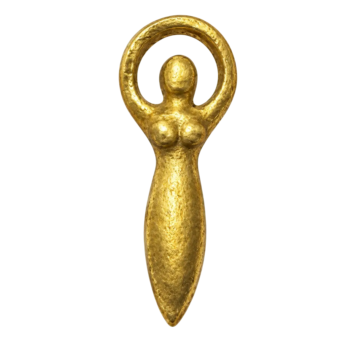 Goldener texturierter messinganhänger goddess talisman frau mit erhobenen armen kreisförmig gestalten image to zoom