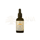 Dark amber glasflasche mit schwarzem tropfverschluss und weißem etikett von comptoir huiles für green expert bio-gesichtsmassageöl reife haut