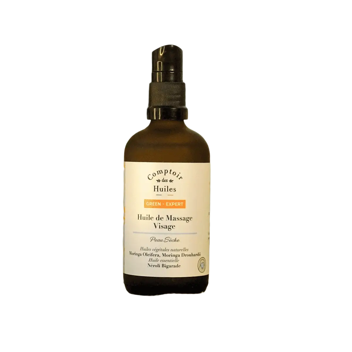 Grünes Expert Bio-Gesichtsmassageöl von COMPTOIR DES HUILES für trockene Haut, 100 ml, naturbelassenes Pflegeöl, entspannende Anwendung