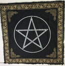 Lunghi Baumwoll-Altar-Tuch 60x60cm mit Pentagramm-Muster von Green Tree Candle, ideal für spirituelle Rituale.