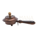 Antike kupfer räucherschale mit mangoholzgriff und messingknopf aus mana shop für räucherofen aus mangoholz
