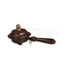 Bronze kupfer räucherofen aus mangoholz mit mangoholzgriff und kleinen perforationen auf dem deckel mana shop