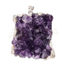 Großer versilberter Amethyst-Drusen Anhänger aus Naturstein, ideal für Harmonie, Meditation und Intuition, von Vives de la Cortada.