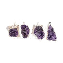 Großer versilberter Amethyst-Drusen Anhänger mit natürlichem Edelstein, ideal für Harmonie, Meditation und Intuition.
