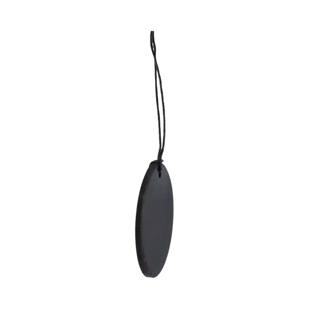 Großer runder Schungit Anhänger aus Naturstein, schwarzer Schmuckanhänger, 5 cm Durchmesser, handgefertigt, Mana Shop