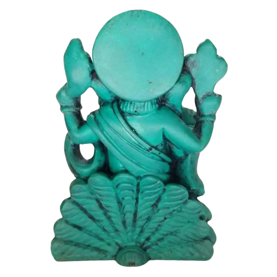 Grüne Ganesha Statue als dekoratives Kunstwerk, detailliert und farbenfroh, von Yak & Yeti, für schöne Raumdekoration.