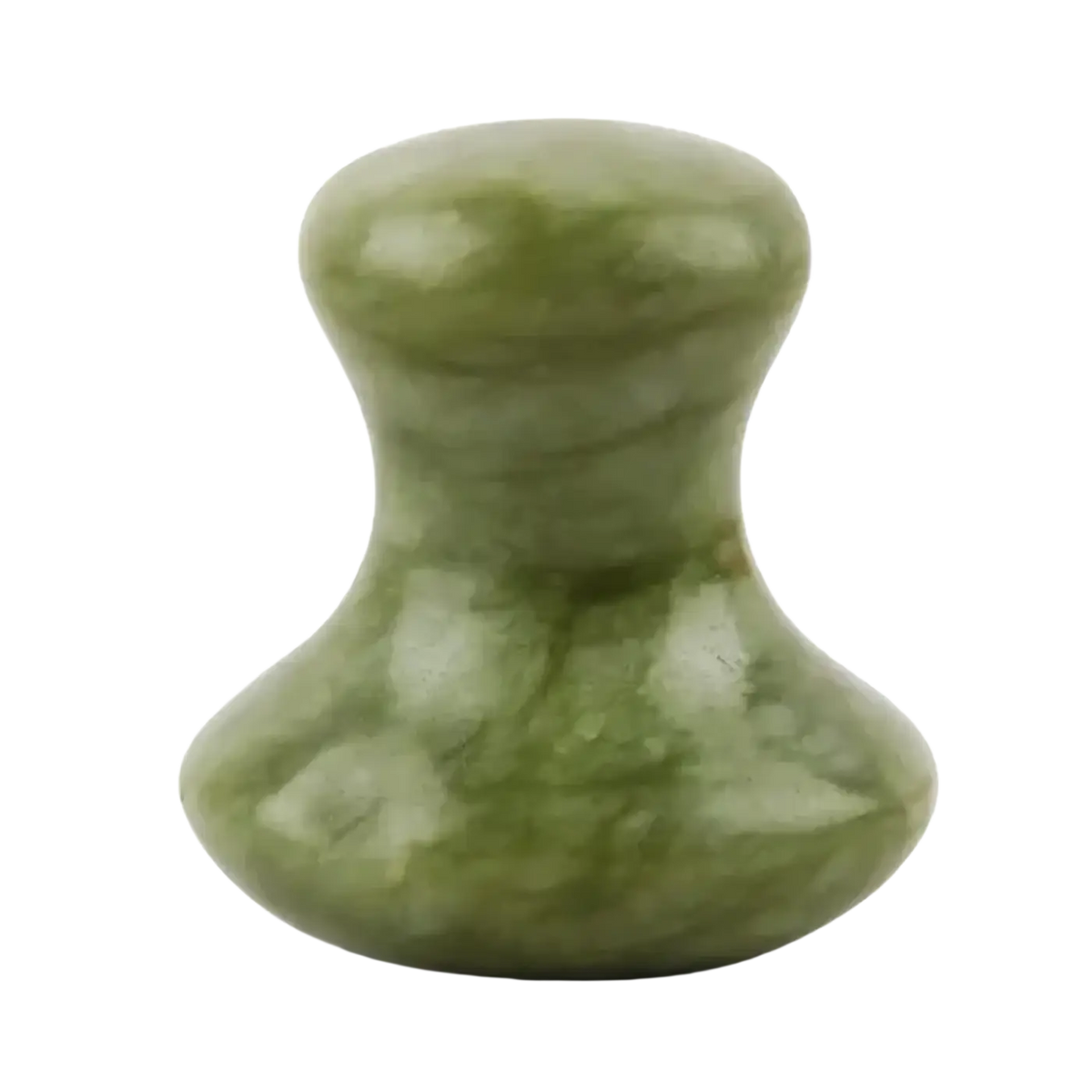 Grüner Jade-Gua Sha Pilz für Gesichtsmassage und Lymphdrainage, von Zen'Arôme, aus poliertem Jade gefertigt.