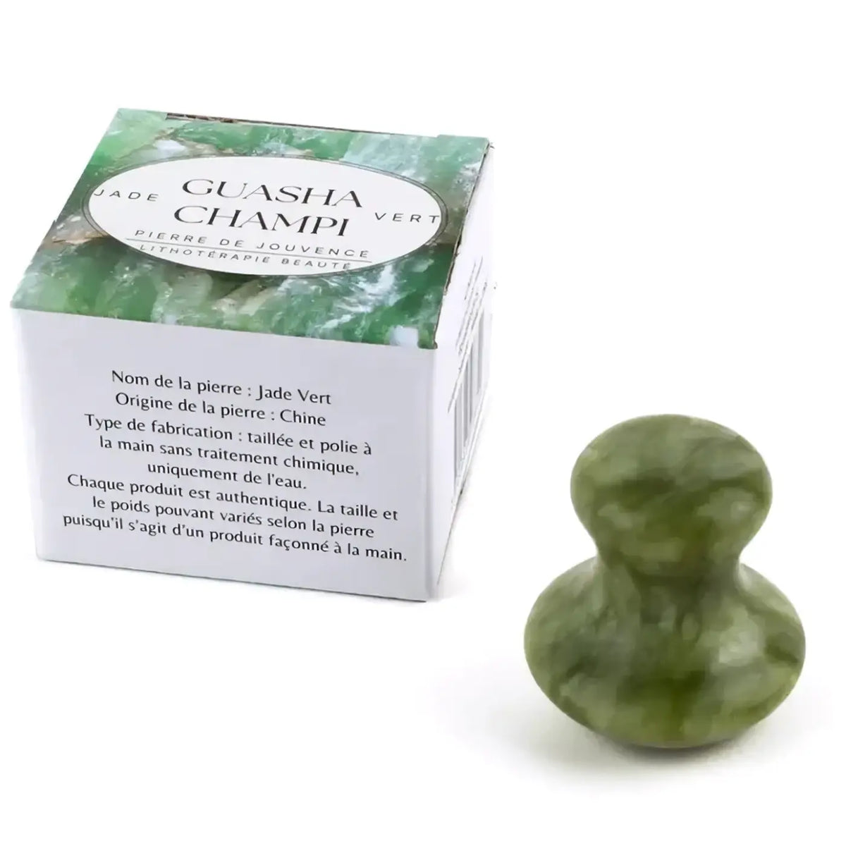 Grüner Jade Gua Sha Mushroom für Gesichtsmassage und Lymphdrainage, Zen'Arôme Gesichts-Tool aus Jade