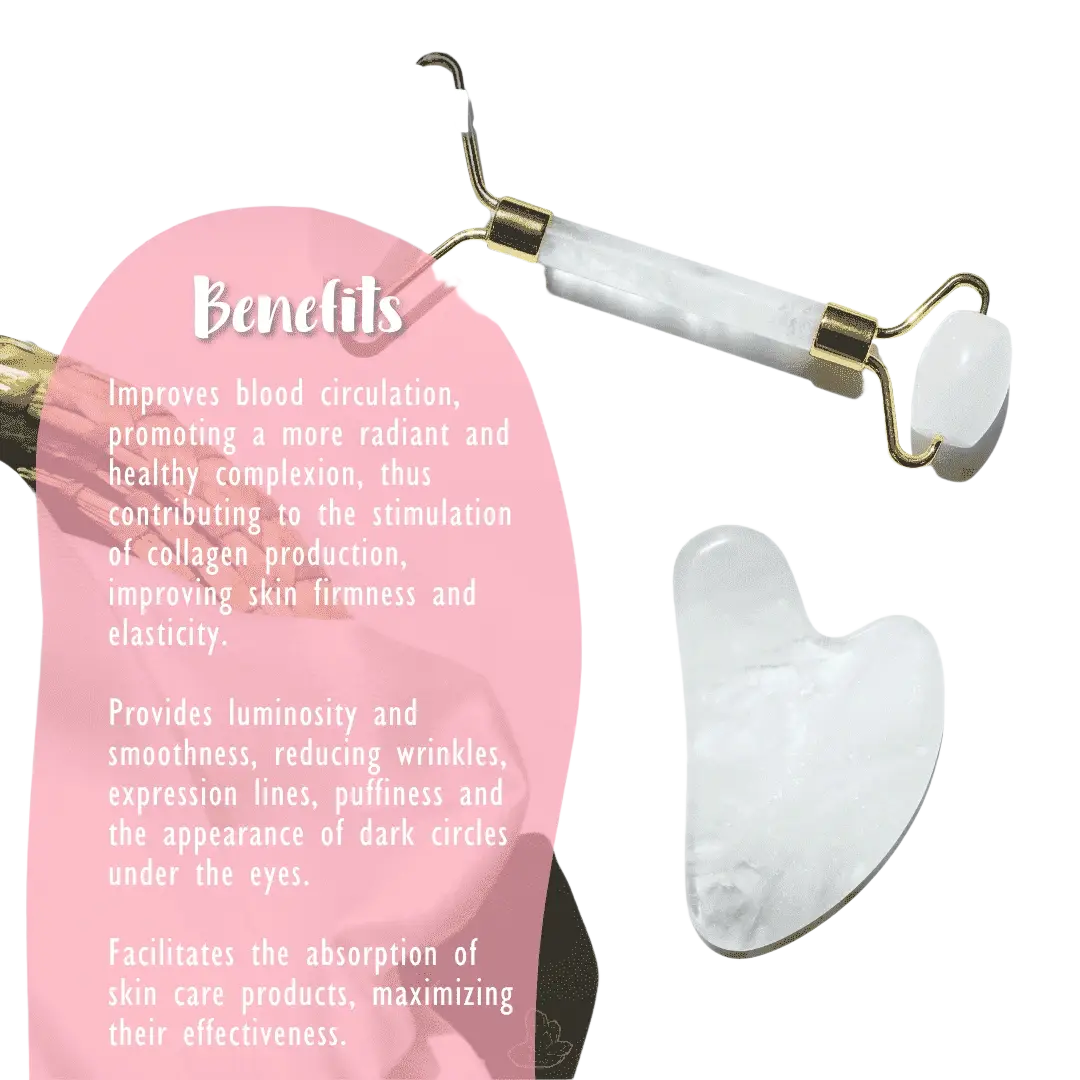 Weißes Rosenquarz Gua Sha Massagegerät von Vives de la Cortada S.L, aus Marmor, zum Gesichtsmassage und Hautpflege.