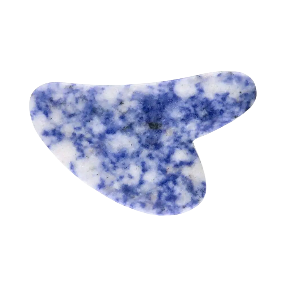 Gua Sha Sodalite Massagegerät für das Gesicht, glatt und unregelmäßig geformt, von Vives de la Cortada S.L