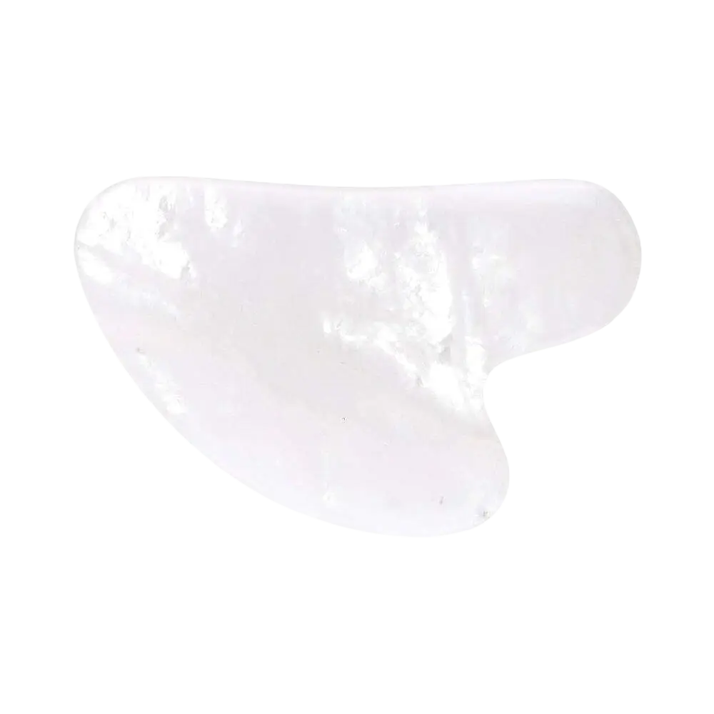 Weißquarz-Gua Sha Massagegerät von Vives de la Cortada S.L für Hautklarheit und Frische, glatte Oberfläche, Handhaltung sichtbar