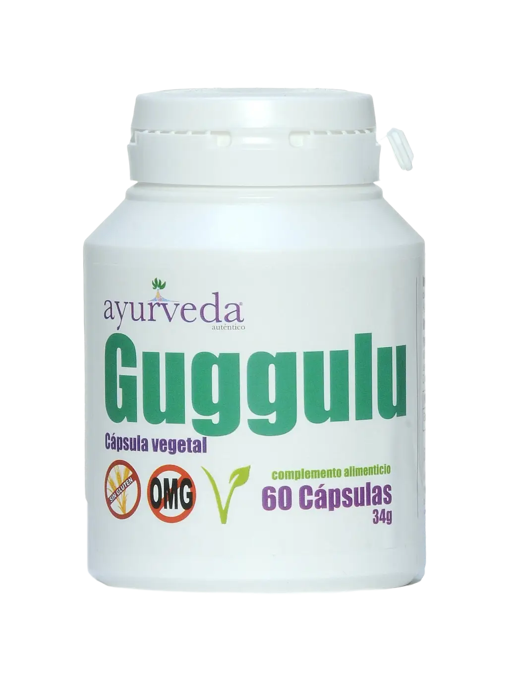 Guggulu Trockenextrakt aus Gugulharz in Kapselform, Nahrungsergänzung, von Ayurveda Auténtico, pflanzlich und biologisch hergestellt