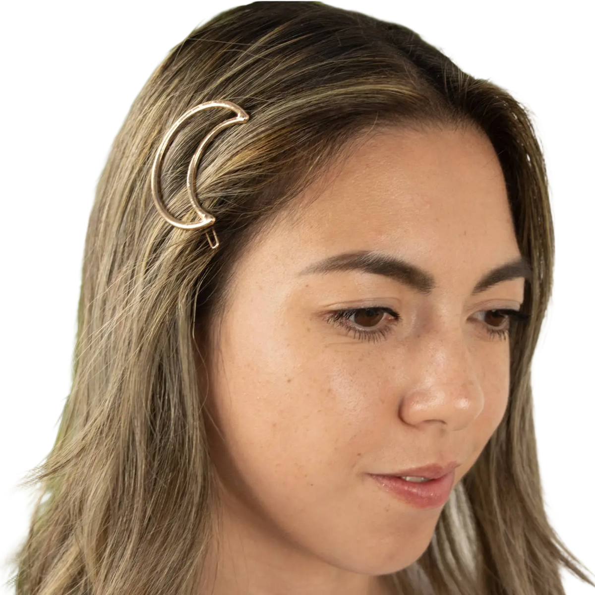 Goldene Mondsichel Haarspange von Myga Eco, elegante Haarspange für Haare, detailreiche Gestaltung, stilvoll und umweltfreundlich