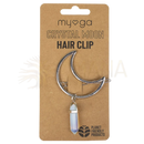 Silberner crescent mond haarclip mit hängendem kristallanhänger für dein haar von mana shop myga eco