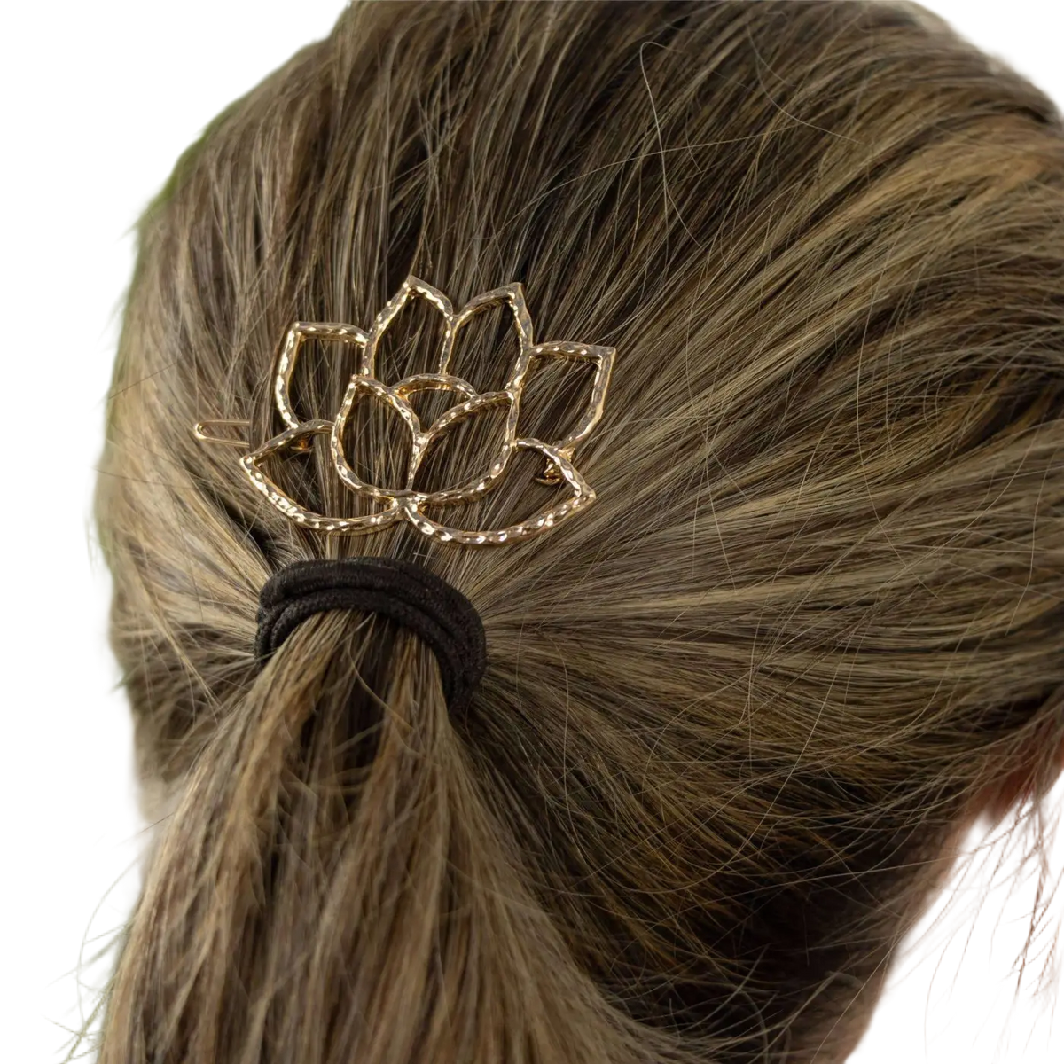 Goldene Haarspangen in Lotusform aus Metall von Myga Eco, elegante Haarklammer für schöne Frisuren