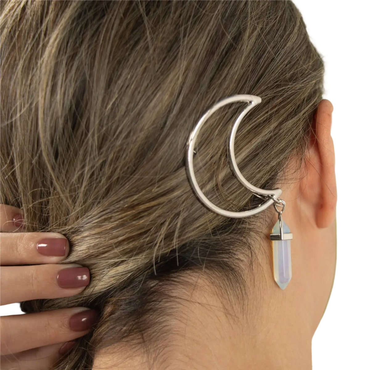 Silberne Haarspangen von Myga Eco für Haare, halbmondförmig, schimmernd und dekorativ, zum Fixieren von Haaren.