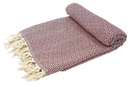 Hamamtuch kelim bordeaux in maroon and cream with geometric pattern and fringed edges 100x180cm woven towel