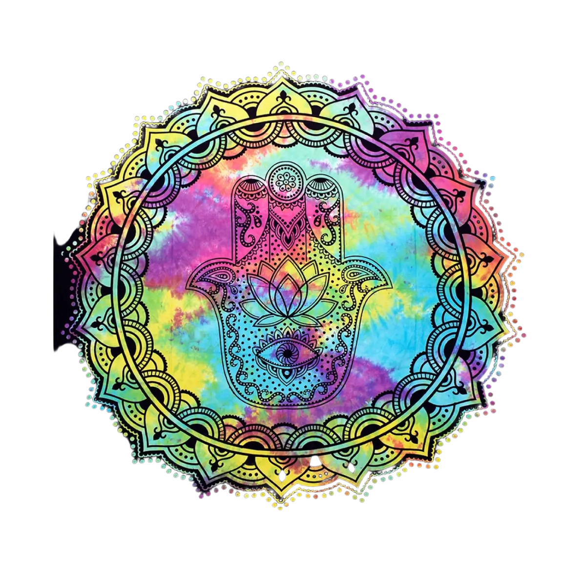 Hamsa Augenschutz Wandteppich als Ritualtuch von Yak & Yeti, bunte Hamsa-Muster, 213 x 137 cm, dekoratives Schutzsymbol