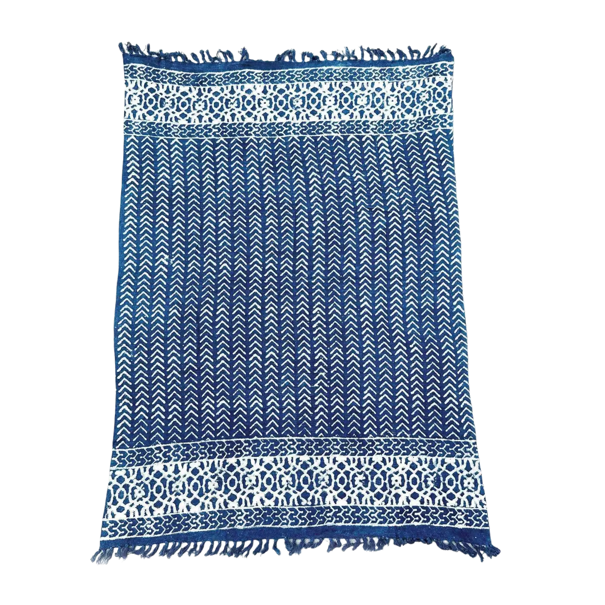 Handgefertigtes indigofarbenes Hamamtuch Seedha Arrows von AW Artisan, 170 x 120 cm, weiches und stilvolles Handtuch