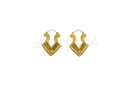 Goldfarbene handgefertigte ohrringe mit spiritueller symbolkraft und v-förmigem geometrischem muster zum image to zoom