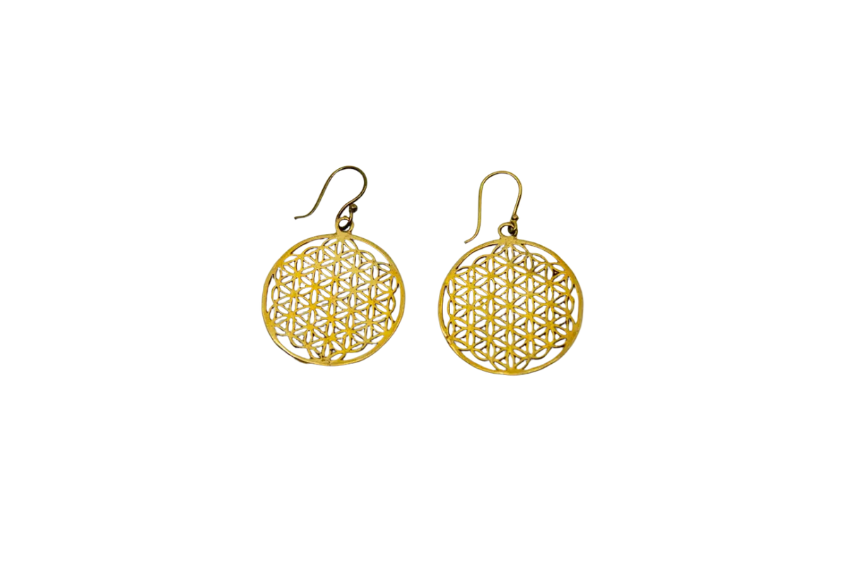 Handgefertigte Schmuck-Ohrringe von Mana Shop mit spirituellen Symbolen, detailreiche Gestaltung, ideal für Ausdruck der inneren Welt