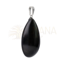 Handgefertigter obsidian teardrop pendant mit silberfarbenem bail als schützender stein und mana laden aus mexiko