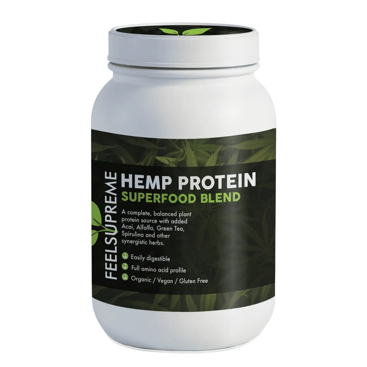 Hanfprotein von Feel Supreme mit vollem Aminosäureprofil, 500 g, in weißer Verpackung, Nahrungsergänzung für gesunde Ernährung