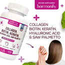 HARMONIFY Nahrungsergänzung: Collagen, Biotin, Keratin, Saw Palmetto, Hyaluronsäure in einem komplexen Produkt.