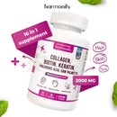 HARMONIFY Nahrungsergänzung: Collagen, Biotin, Keratin, Saw Palmetto und Hyaluronsäure in einer Kapsel.