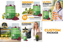 HARMONIFY Ashwagandha & KSM-66 Gummies mit Rosea und L-Theanin, 1000 mg, in einer Glasdose auf weißem Hintergrund