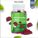 HARMONIFY Ashwagandha & KSM-66 Gummies mit Rosea und L-Theanin, 1000 mg, Nahaufnahme der Gummies in einer Packung