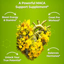 Goldenes anatomisches herzmodell mit leuchtend gelben blumen und grünem laub im produkt harmonify maca und fenugreek kräuter 1000 mg