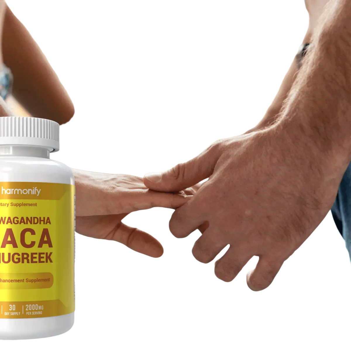 HARMONIFY Maca & Fenugreek Kräuter Nahrungsergänzung, weiße Verpackung, 1000 mg, natürliche pflanzliche Kapseln