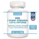 HARMONIFY GABA L-Theanin Nahrungsergänzung mit Magnesiumglycinat und Ashwagandha, Kapseln in einer Dose auf weißem Hintergrund
