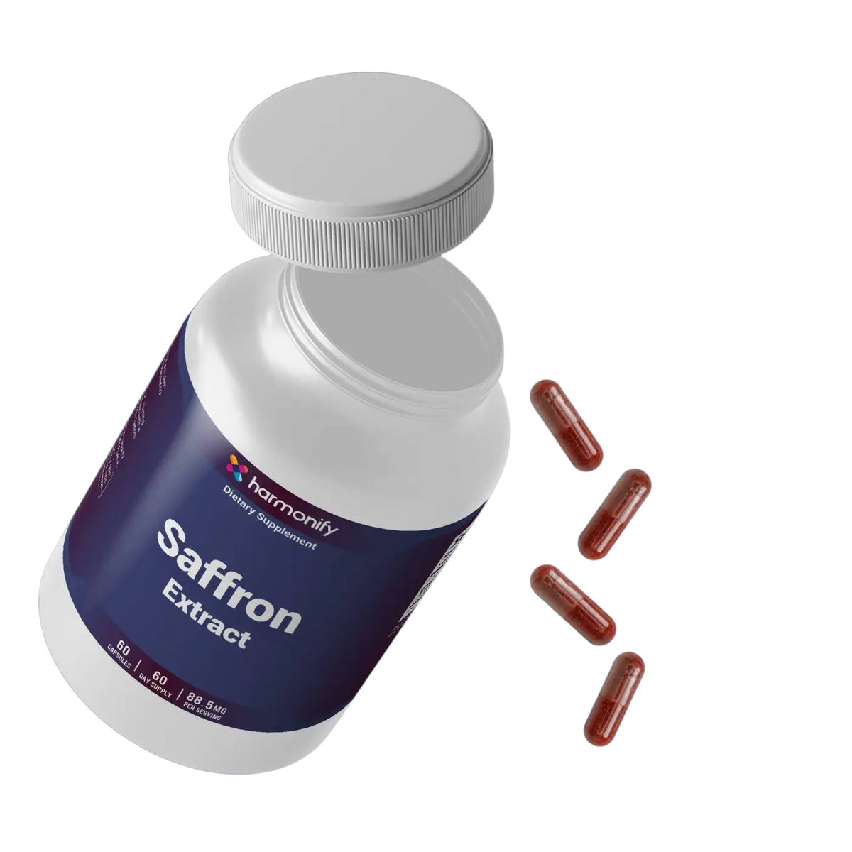 HARMONIFY Safranextrakt 88,5 mg in veganen Kapseln, Unterstützung für Stimmung, Augen und Appetit, natürliches Crocus sativus Präparat