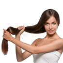 Eine frau mit langem glänzendem haar nutzt harmonify schwarzer reiswasser spray gegen haarausfall und spliss